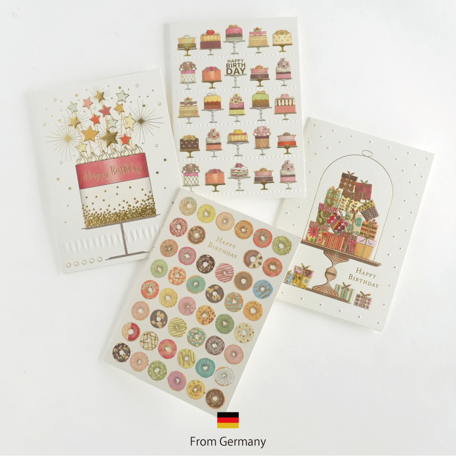 ドイツ　メッセージカード　手紙　箔押し　かわいい　誕生日　バースデー　オトナかわいい　キラキラのかわいいカード
