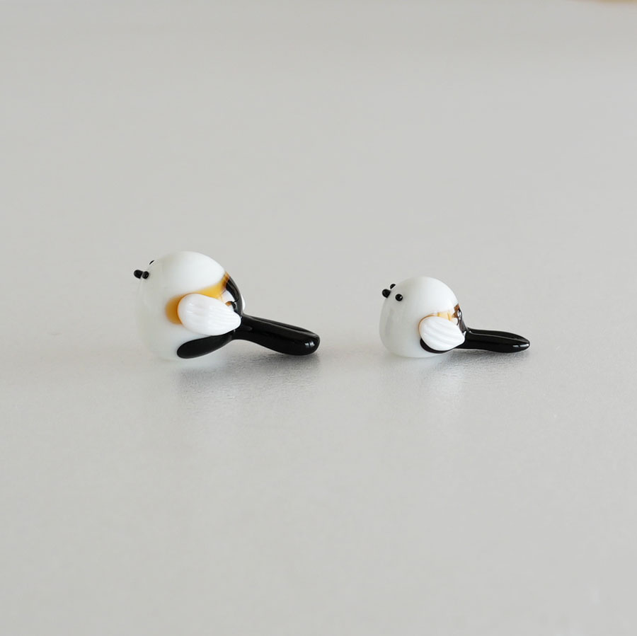 シマエナガ　鳥　ミニチュアガラス　かわいい小鳥