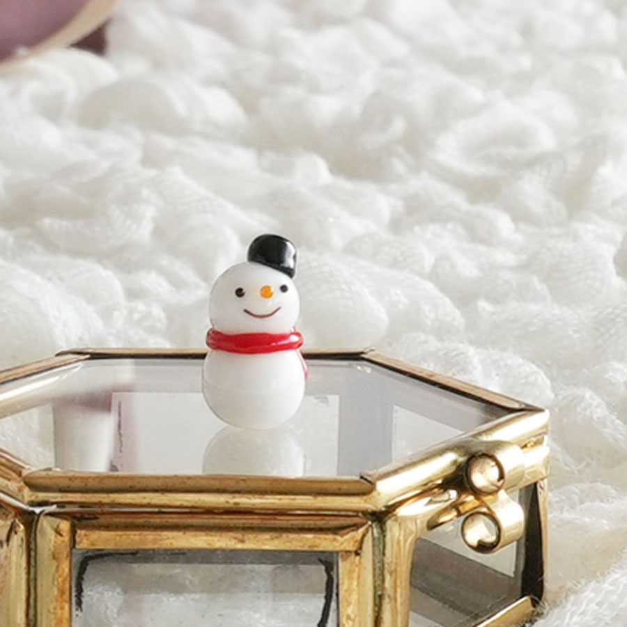 スノーマン　ゆきだるま　雪だるま　15mm ミニミニ　ガラスミニチュア　手作り