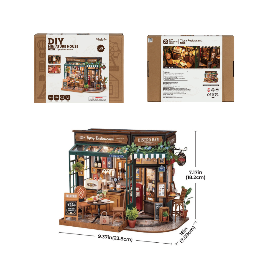 レストラン　Rolife ROBOTIME ウッドパズル　手作り　DIY 大人のトイ　癒しの時間　組み立てる　キット　工作　電気　ライト　LED 手作りキット　