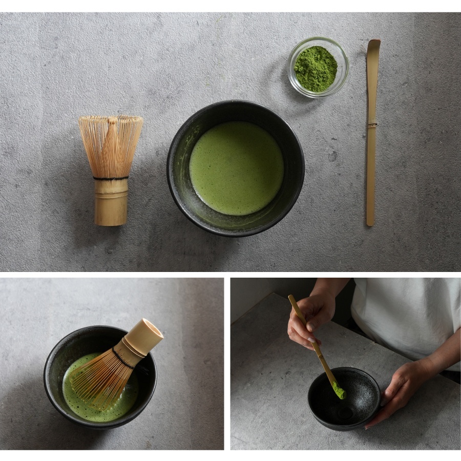 抹茶　抹茶茶碗　美濃焼　陶器　正庵窯　粉引き　黒流し
