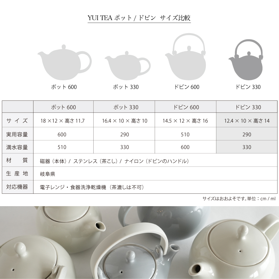 おしゃれな茶器　サイズとデザインを選べる　最適なサイズを見つける　食洗機も使える